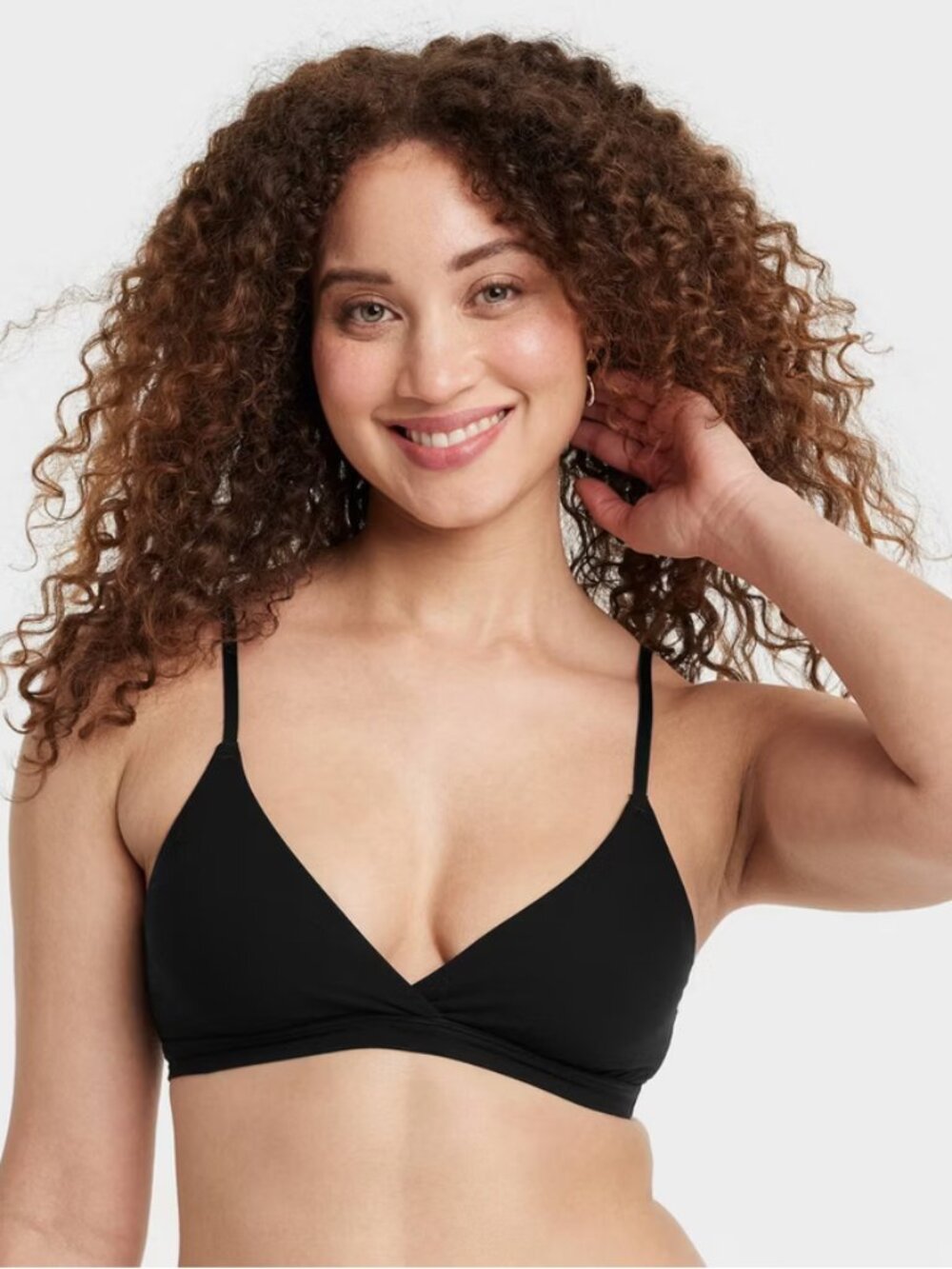 Women's Luxe Stretch Unlined Triangle Bralette - Auden Black XL